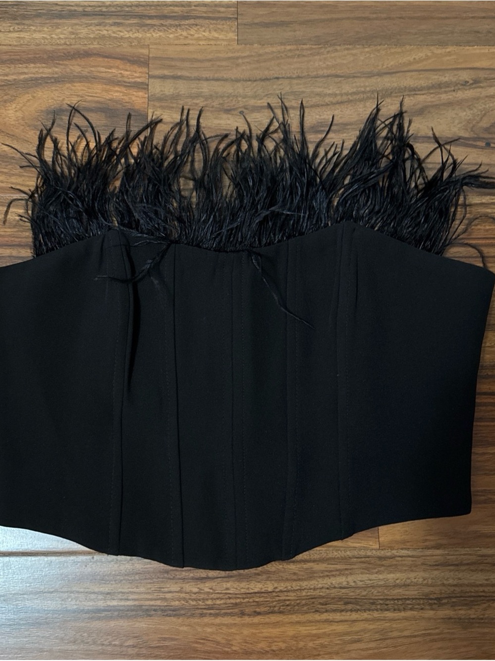 Zara Black Strapless Feather-Trim Bustier Dress